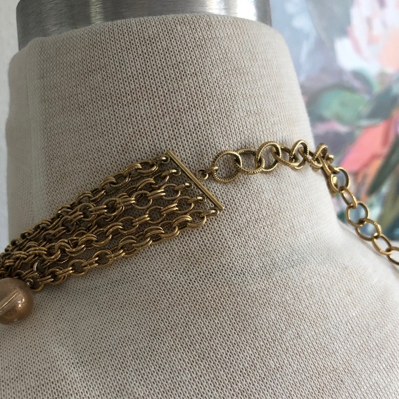 Vintage J.Crew Painted Gold Beaded Necklace - Picture 6 of 8